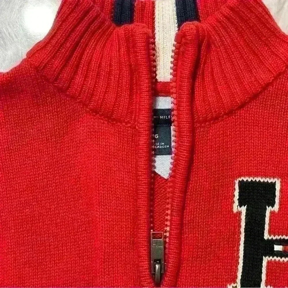 Tommy Hilfiger Boys Solid With Chest Zip Sweater size 6 Red 100 % cotton - Picture 11 of 13